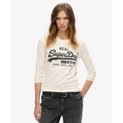 Top graficzny z długim rękawem Vl ozdobiony. Białe bielizna sportowa Superdry, bez wzorów. W wyprzedaży za 186.05 zł.