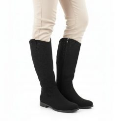 Kozaki damskie S.Barski, cholewka z materiału perforowana konstrukcja wysoka forma stabilny niski obcas miękka wkładka wygodne zapinane na suwak, cza. Czarne kozaki S.BARSKI, bez obcasa, na obcasie, bez zapięcia. Za 209.00 zł.