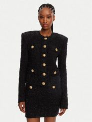 Balmain Kardigan DF1SK249KG43 Czarny Regular Fit. Czarne kardigany Balmain, bez wzorów, z syntetyku. Za 7,859.00 zł.