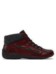 Rieker Botki L6543-35 Bordowy. Czerwone botki Rieker, bez wzorów, ze skóry, bez obcasa, na płaskiej podeszwie, bez zapięcia. Za 329.99 zł.