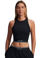 Under Armour Top "Meridian" w kolorze czarnym rozmiar: S. Czarne koszulki sportowe Under Armour, bez wzorów, prążkowane, bez ramiączek. Za 132.67 zł.