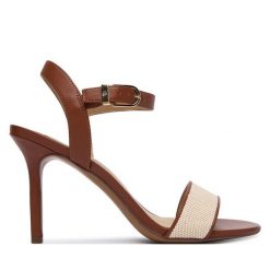 Sandały LAUREN RALPH LAUREN. Brązowe sandały Lauren Ralph Lauren, bez wzorów, bez obcasa, na szpilce, bez zapięcia. Za 689.99 zł.