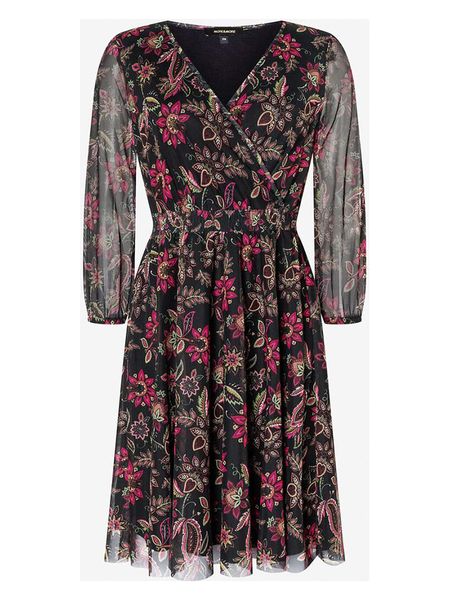 More & More Sukienka w kolorze czarno-różowym rozmiar: 38. Czarne sukienki More & More, bez wzorów, bez kołnierzyka, bez ramiączek, midi, kopertowe. Za 96.14 zł.