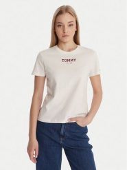 Tommy Jeans T-Shirt Essential DW0DW21842 Biały Regular Fit. Białe t-shirty Tommy Jeans, l, bez wzorów, z bawełny, bez kołnierzyka, bez ramiączek. Za 129.99 zł.