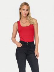ONLY Top Lea 15278090 Czerwony Regular Fit. Czerwone topy Only, m, bez wzorów, z syntetyku, bez kołnierzyka, bez ramiączek. Za 69.99 zł.