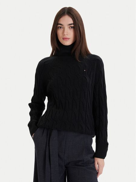 Tommy Hilfiger Golf WW0WW46791 Czarny Regular Fit. Czarne golfy TOMMY HILFIGER, m, bez wzorów, z wełny, bez ramiączek. Za 519.99 zł.