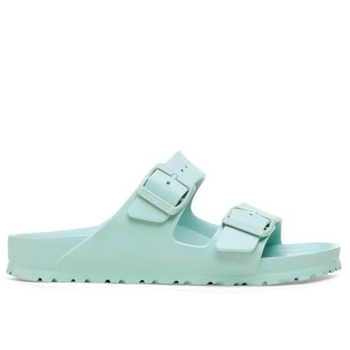 Klapki damskie Birkenstock Arizona Eva. Niebieskie klapki Birkenstock, bez wzorów, z materiału, bez obcasa. Za 341.00 zł.