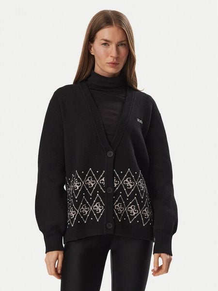 Guess Kardigan V6BR17 Z2279 Czarny Regular Fit. Czarne kardigany Guess, xs, z aplikacjami, z syntetyku. Za 474.99 zł.