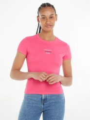 TOMMY JEANS Koszulka w kolorze różowym rozmiar: L. Różowe bluzki Tommy Jeans, l, bez wzorów, z bawełny, bez kołnierzyka, bez ramiączek. Za 96.60 zł.