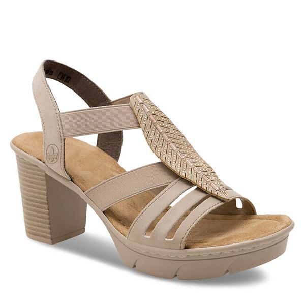 Sandały Rieker. Brązowe sandały Rieker, bez wzorów, bez obcasa, na słupku, bez zapięcia. Za 299.99 zł.
