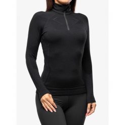 Bluza termoaktywna damska Brubeck Extreme Merino. Czarne bielizna sportowa Brubeck, bez wzorów, bez kaptura. Za 485.99 zł.
