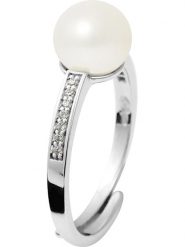 Pearline Srebrny pierścionek z perłą i cyrkoniami rozmiar: onesize. Białe pierścionki Pearline, z cyrkonią, srebrne. Za 173.99 zł.