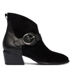 Botki Hispanitas. Czarne botki Hispanitas, bez wzorów, bez obcasa, na słupku, bez zapięcia. Za 729.99 zł.