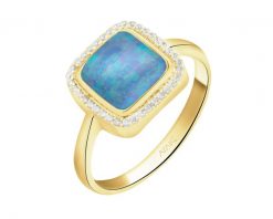 Złoty pierścionek z opalitem i cyrkoniami. Żółte pierścionki Apart, z cyrkonią, złote. Za 3,999.00 zł.