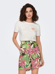 ONLY Koszulka w kolorze kremowym rozmiar: XS. Brązowe bluzki Only, xs, bez wzorów, z bawełny, bez kołnierzyka, bez ramiączek. Za 60.99 zł.