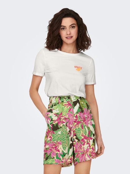 ONLY Koszulka w kolorze kremowym rozmiar: XL. Brązowe bluzki Only, xl, bez wzorów, z bawełny, bez kołnierzyka, bez ramiączek. Za 62.90 zł.