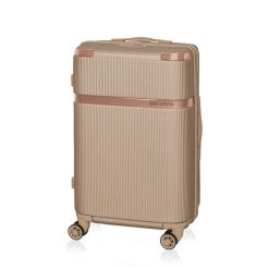 Walizka podróżna BETLEWSKI BWA-050 S champagne. Brązowe walizki Betlewski, bez wzorów. Za 209.99 zł.