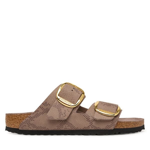 Klapki Birkenstock. Brązowe klapki Birkenstock, bez wzorów, bez obcasa. Za 539.99 zł.