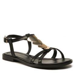 Sandały Lasocki. Czarne sandały Lasocki, bez wzorów, bez obcasa, na płaskiej podeszwie, bez zapięcia. Za 159.99 zł.