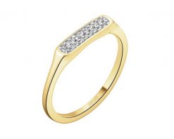 Pierścionek z żółtego złota z diamentami - 0,05 ct - próba 585. Żółte pierścionki Apart, z diamentem, złote. Za 2,190.00 zł.