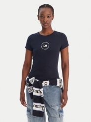 Tommy Jeans T-Shirt DW0DW22273 Granatowy Slim Fit. Niebieskie t-shirty Tommy Jeans, s, bez wzorów, z bawełny, bez kołnierzyka, bez ramiączek. Za 129.99 zł.