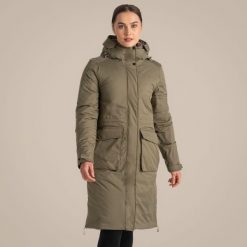 Damska parka CRAGHOPPERS Neev długa – oliwkowa zieleń. Zielone parki Craghoppers, z materiału, z kapturem. Za 512.90 zł.
