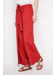ASSUILI Lniane spodnie w kolorze czerwonym rozmiar: 38. Czerwone spodnie materiałowe Assuili, bez wzorów, ze lnu. Za 121.99 zł.