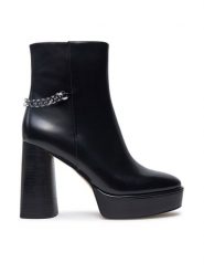 MICHAEL Michael Kors Botki Carlisle Leather Platform Boot 40F4CLME1L Czarny. Czarne botki MICHAEL Michael Kors, bez wzorów, ze skóry, bez obcasa, na słupku, bez zapięcia. Za 1,469.00 zł.