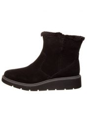 Clarks Skórzane botki w kolorze czarnym rozmiar: 41. Czarne botki Clarks, bez wzorów, z materiału, bez obcasa, bez zapięcia. Za 242.13 zł.