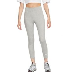 Legginsy damskie Nike Sportswear Classic 7/8, wysoki pas. Szare legginsy Nike, bez wzorów, z bawełny, z podwyższonym stanem. Za 157.99 zł.