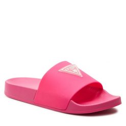 Klapki Guess. Czerwone klapki Guess, z aplikacjami, bez obcasa. Za 139.99 zł.