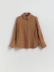 Koszula z modalem - brązowy. Brązowe koszule Reserved, l, bez wzorów, z tkaniny, bez kołnierzyka, bez ramiączek. Za 119.99 zł.