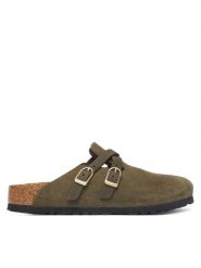 Birkenstock Klapki Blair D-Buckle 1033158 Zielony ciemny. Zielone klapki Birkenstock, bez wzorów, ze skóry, bez obcasa. Za 674.99 zł.