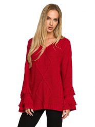 Made of emotion Sweter w kolorze czerwonym rozmiar: S/M. Czerwone swetry Made Of Emotion, m, bez wzorów, bez ramiączek. Za 57.06 zł.