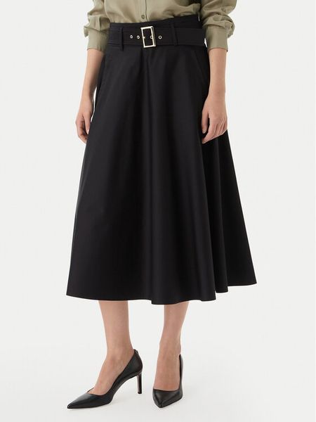 Marella Spódnica trapezowa Tappeto 2613101101 Czarny Regular Fit. Czarne spódnice Marella, bez wzorów, z bawełny, trapezowe. Za 590.99 zł.