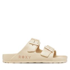 Klapki Roxy. Brązowe klapki Roxy, bez wzorów, bez obcasa. Za 109.99 zł.