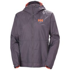 Kurtka przeciwdeszczowa damska Helly Hansen Roam Wind. Fioletowe kurtki sportowe Helly Hansen, bez wzorów, bez kaptura, trekkingowe. Za 408.50 zł.