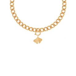 Naszyjnik Łańcuch No.4 z zawieszką Ginko. Żółte naszyjniki Lilou, pozłacane. Za 484.00 zł.