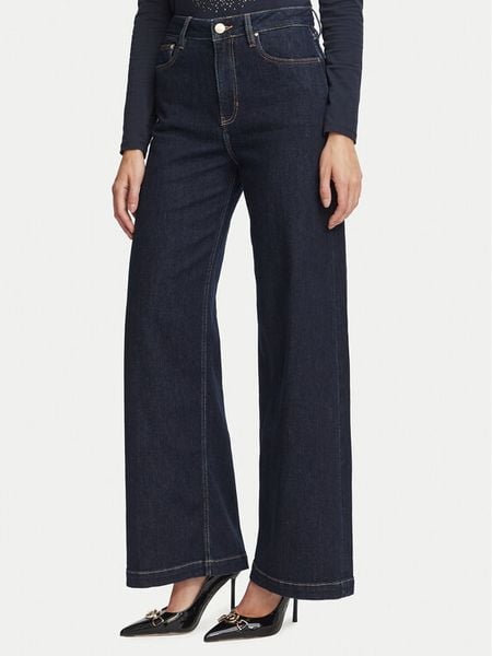 Guess Jeansy W6BA1C D2573 Granatowy Wide Leg. Niebieskie jeansy Guess, z aplikacjami. Za 694.99 zł.