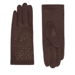 Rękawiczki Nine West. Brązowe rękawiczki Nine West, bez wzorów, z dzianiny. Za 39.99 zł.