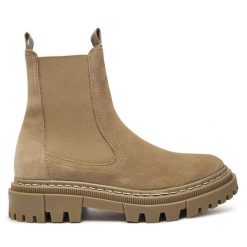 Sztyblety Tamaris. Brązowe botki Tamaris, bez wzorów, bez obcasa, na płaskiej podeszwie, bez zapięcia. Za 539.99 zł.