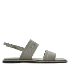 Sandały Calvin Klein. Szare sandały Calvin Klein, bez wzorów, bez obcasa, na płaskiej podeszwie, bez zapięcia. Za 439.99 zł.