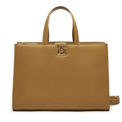 Torebka Tommy Hilfiger. Brązowe torebki klasyczne TOMMY HILFIGER, bez wzorów, bez dodatków. Za 489.99 zł.