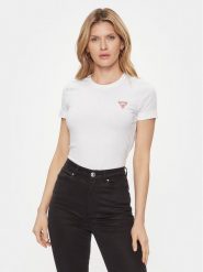 Guess T-Shirt W2YI44 J1314 Biały Slim Fit. Białe t-shirty Guess, xl, z aplikacjami, z bawełny, bez kołnierzyka, bez ramiączek. Za 79.99 zł.
