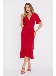 Made of emotion Sukienka w kolorze czerwonym rozmiar: XXL. Czerwone sukienki Made Of Emotion, xxl, bez wzorów, bez kołnierzyka, bez ramiączek, midi, kopertowe. Za 234.99 zł.