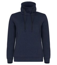 Clique Hobart Women bluza z wysokim kołnierzem Dark Navy. Niebieskie bluzy CLIQUE, l, bez wzorów, z elastanu, bez kaptura. Za 189.82 zł.