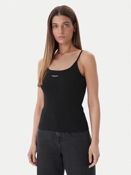 Tommy Jeans Top DW0DW22278 Czarny Slim Fit. Czarne topy Tommy Jeans, s, bez wzorów, z bawełny, bez kołnierzyka, bez ramiączek. Za 103.99 zł.