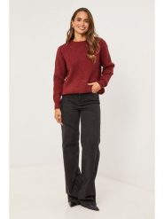 Soft Cashmere Sweter w kolorze bordowym rozmiar: 38/40. Czerwone swetry Soft Cashmere, bez wzorów, prążkowane, bez ramiączek. Za 161.34 zł.