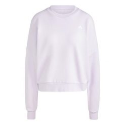 Bluza damska adidas Essentials Small Logo - luźny krój, lekko ocieplona. Fioletowe bluzy Adidas, xl, bez wzorów, z bawełny, bez kaptura. Za 153.99 zł.