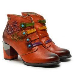 Botki Laura Vita. Brązowe botki Laura Vita, bez wzorów, bez obcasa, na słupku, bez zapięcia. Za 469.99 zł.